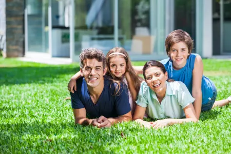 family photo in grass