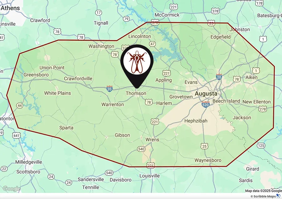 David M Parker Exterminating Service Area Map Georgia